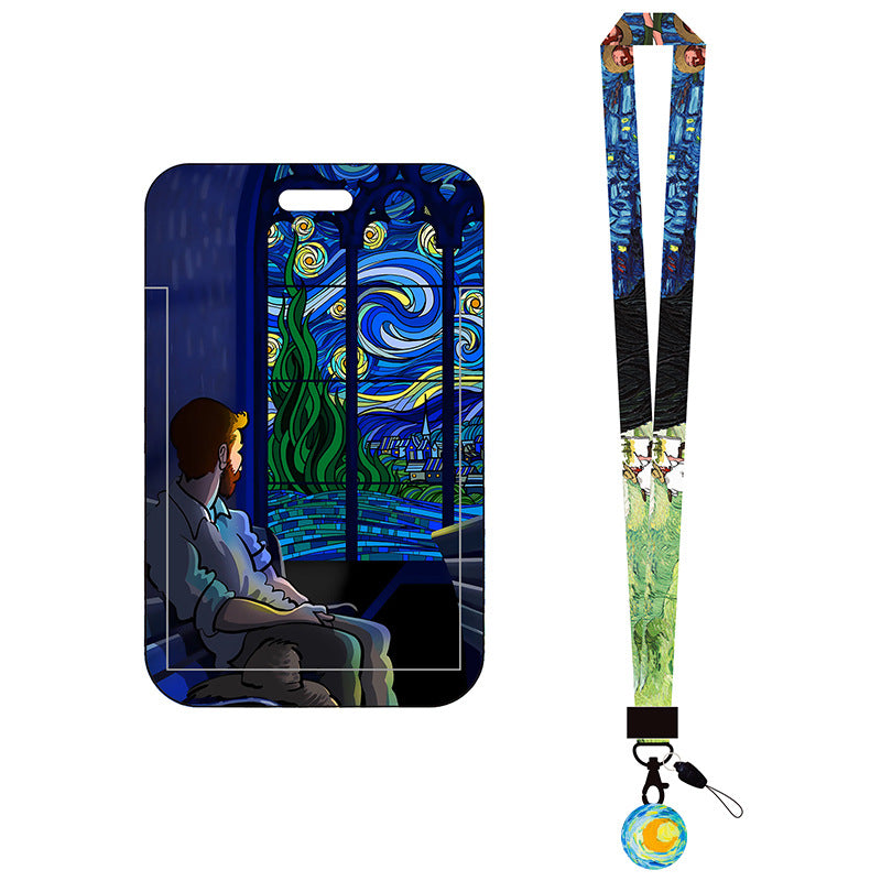 Van Gogh Oil Panting Series Card Holder With Neck Strap