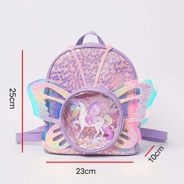Unicorn Sequins Laser Transparent Butterfly Wings Backpack