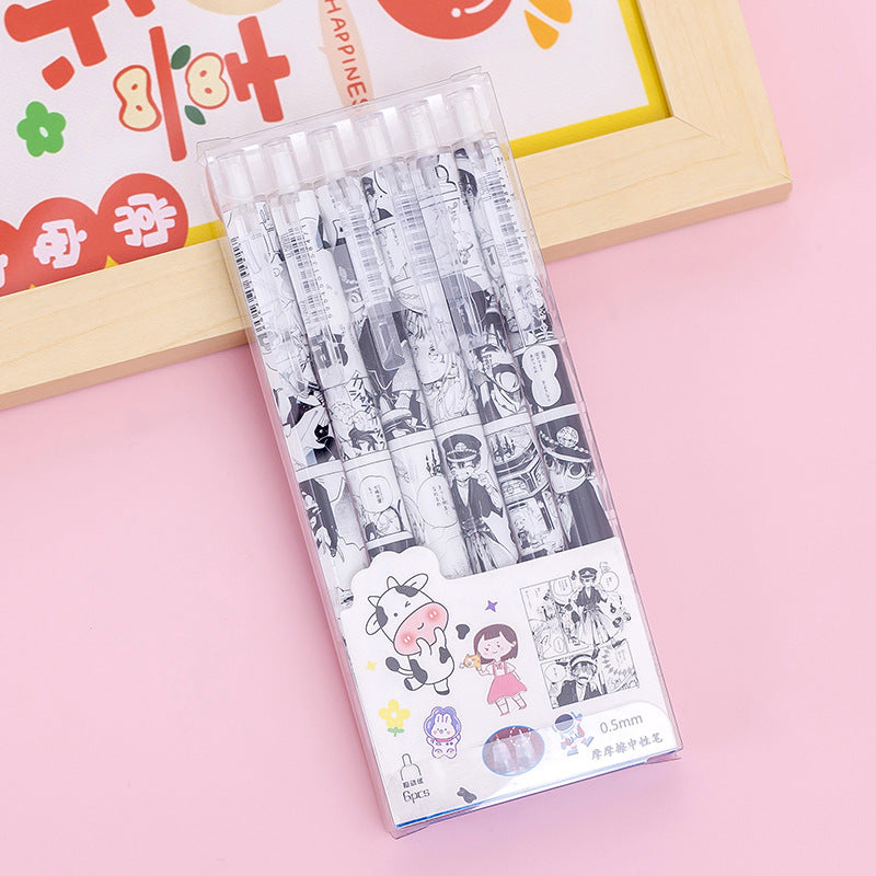 Cute Japanese Anime Printed Erasable Gel Pen-Set of 6