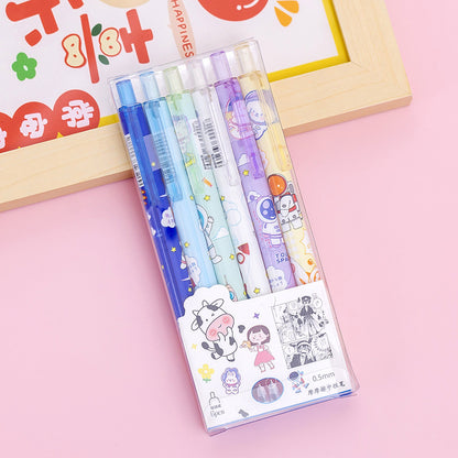 Cute Japanese Anime Printed Erasable Gel Pen-Set of 6