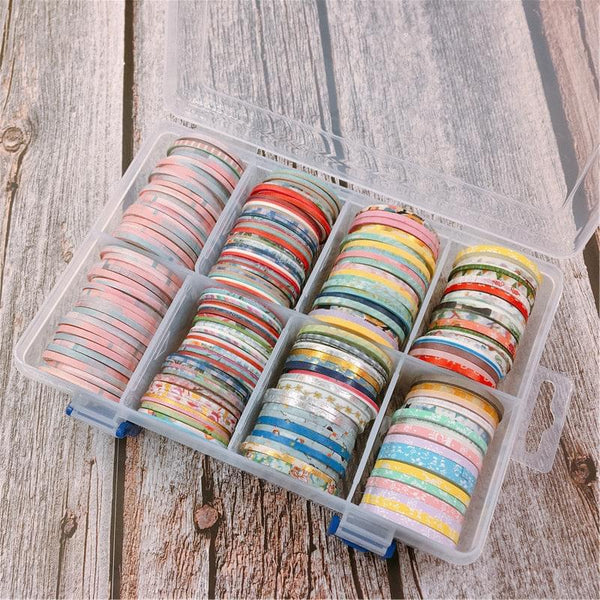 3mm Ultra-Fine Washi Tape - 100 Rolls with Plastic Box