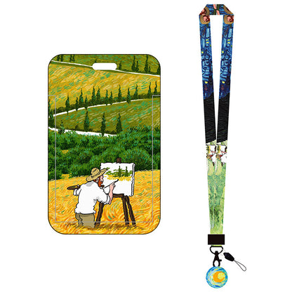 Van Gogh Oil Panting Series Card Holder With Neck Strap