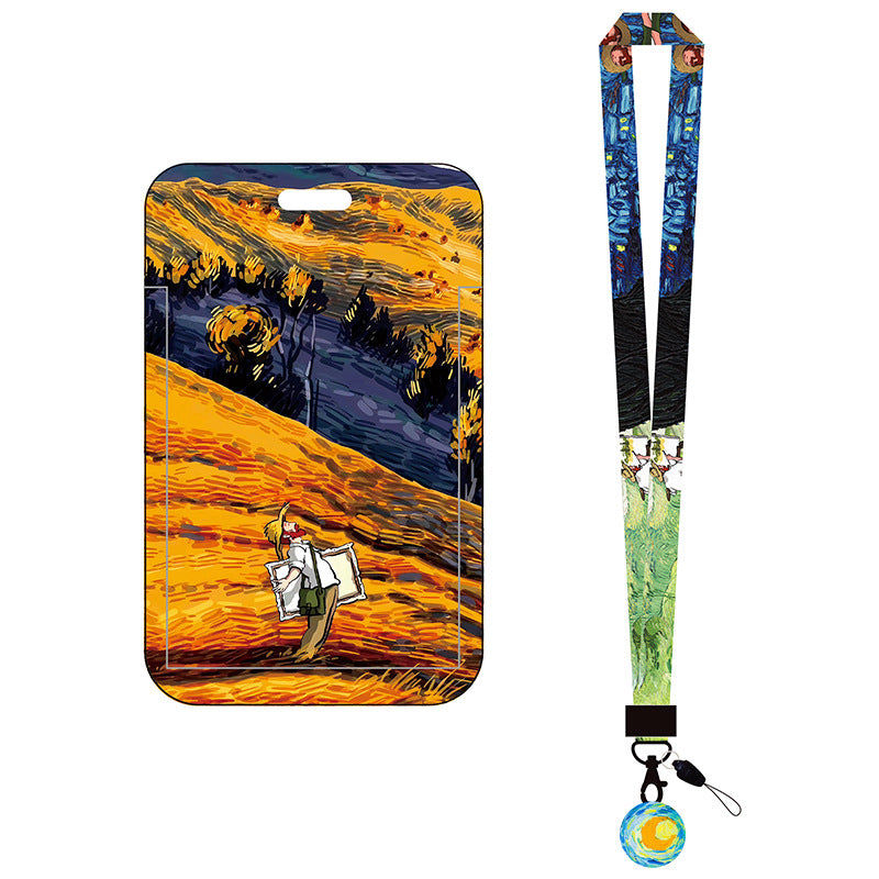 Van Gogh Oil Panting Series Card Holder With Neck Strap