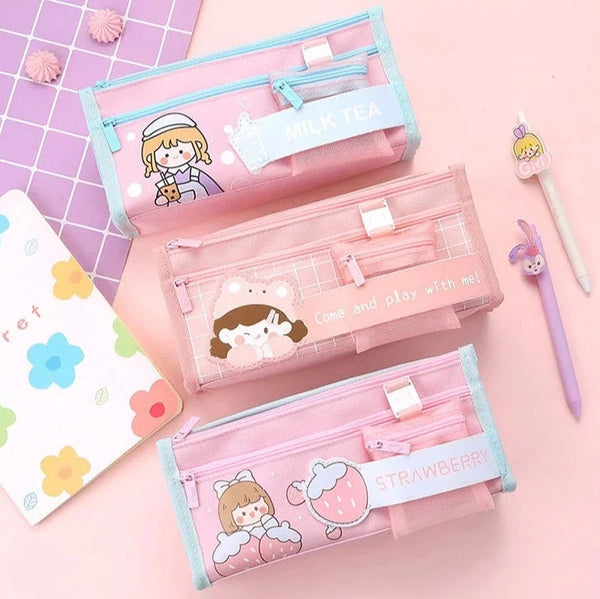Cute Girl Large Capacity Pouch And Pencil Case