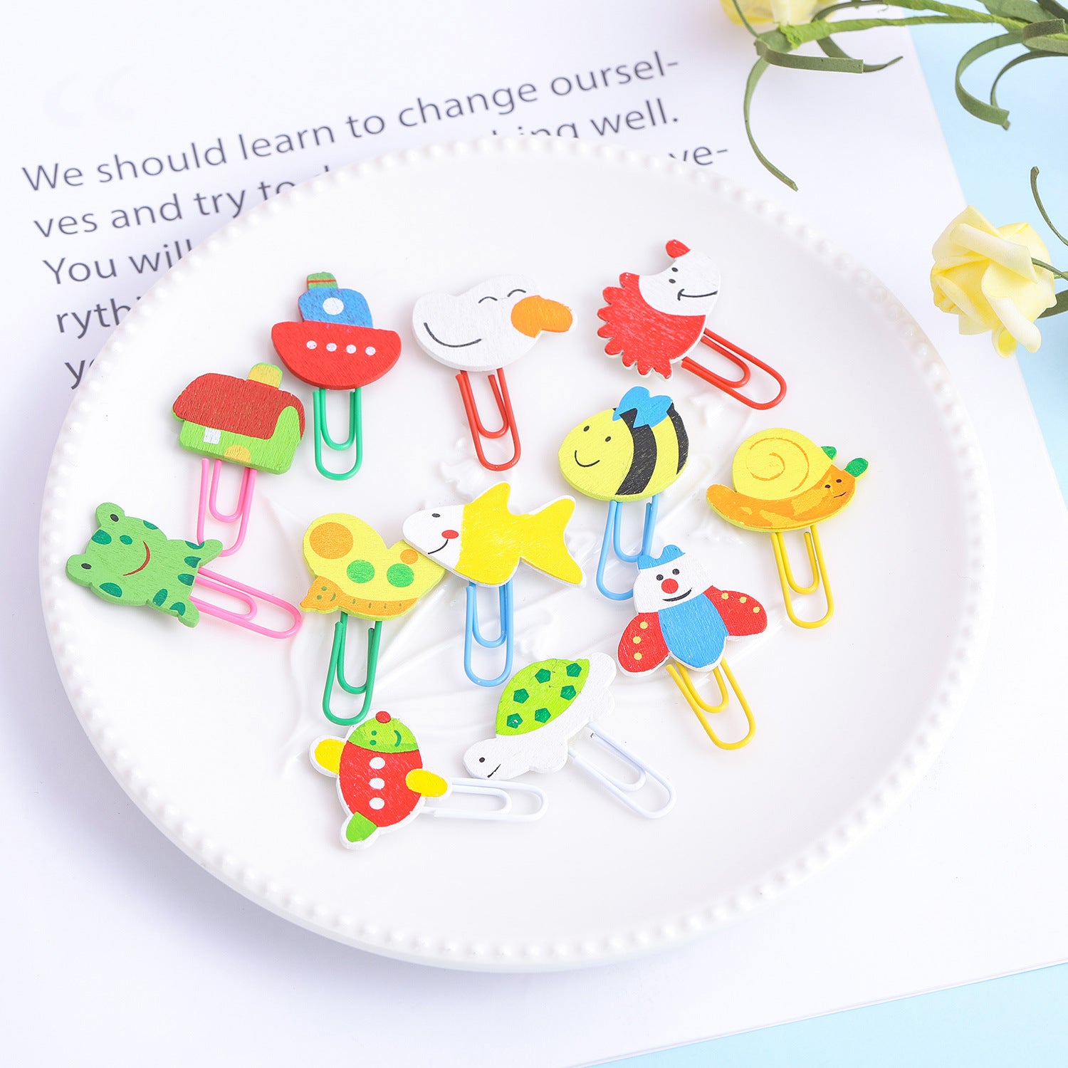 Animal Cartoon Painted Wooden 3D Paper Clip