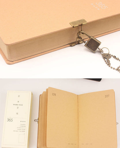 Retro 365 Plain Paged Planner Journal With Lock