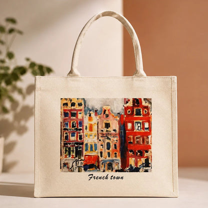 Oil Painting Series French Town Tote Bag