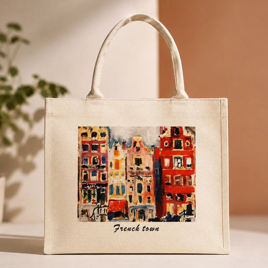 Oil Painting Series French Town Tote Bag