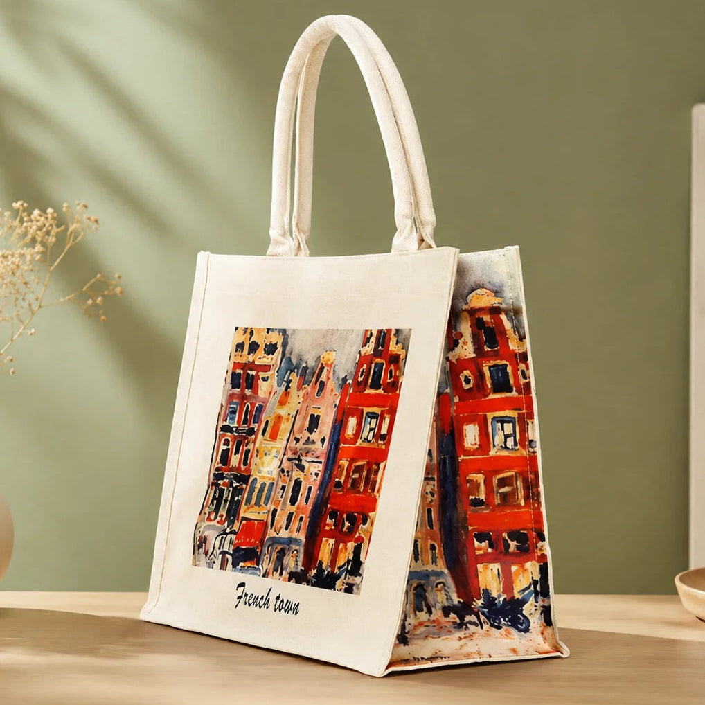 Oil Painting Series French Town Tote Bag