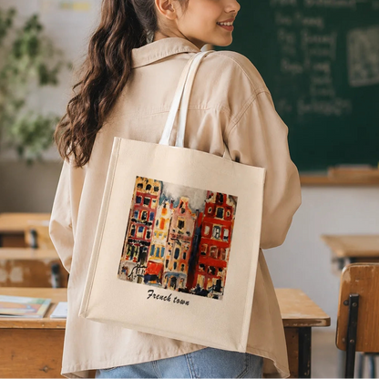 Oil Painting Series French Town Tote Bag