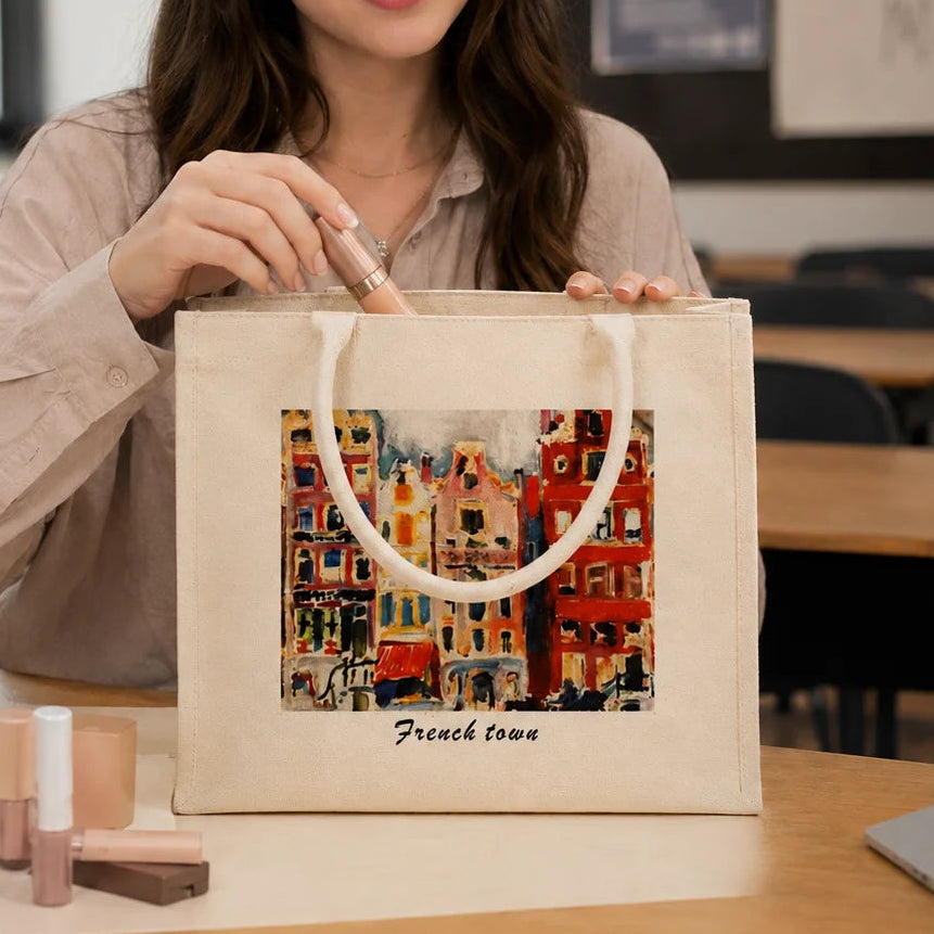 Oil Painting Series French Town Tote Bag