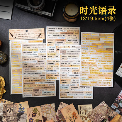 Retro English Text Stickers