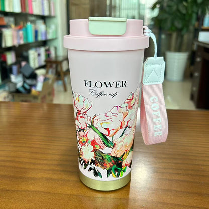 Oleander Flower Steel Insulated Coffee Cup