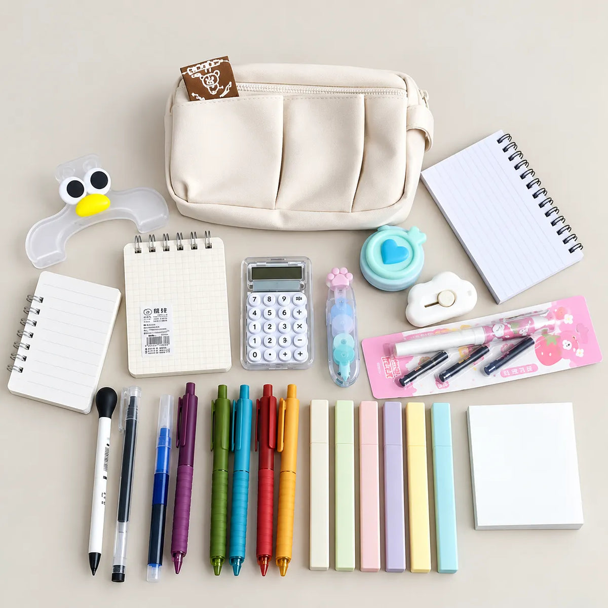 Kawaii School Supplies Bundle with Pencil Pouch
