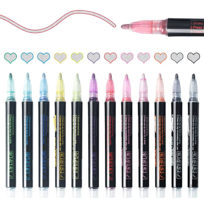 24Double Line Outliner Metallic Markers