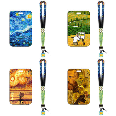 Van Gogh Oil Panting Series Card Holder With Neck Strap