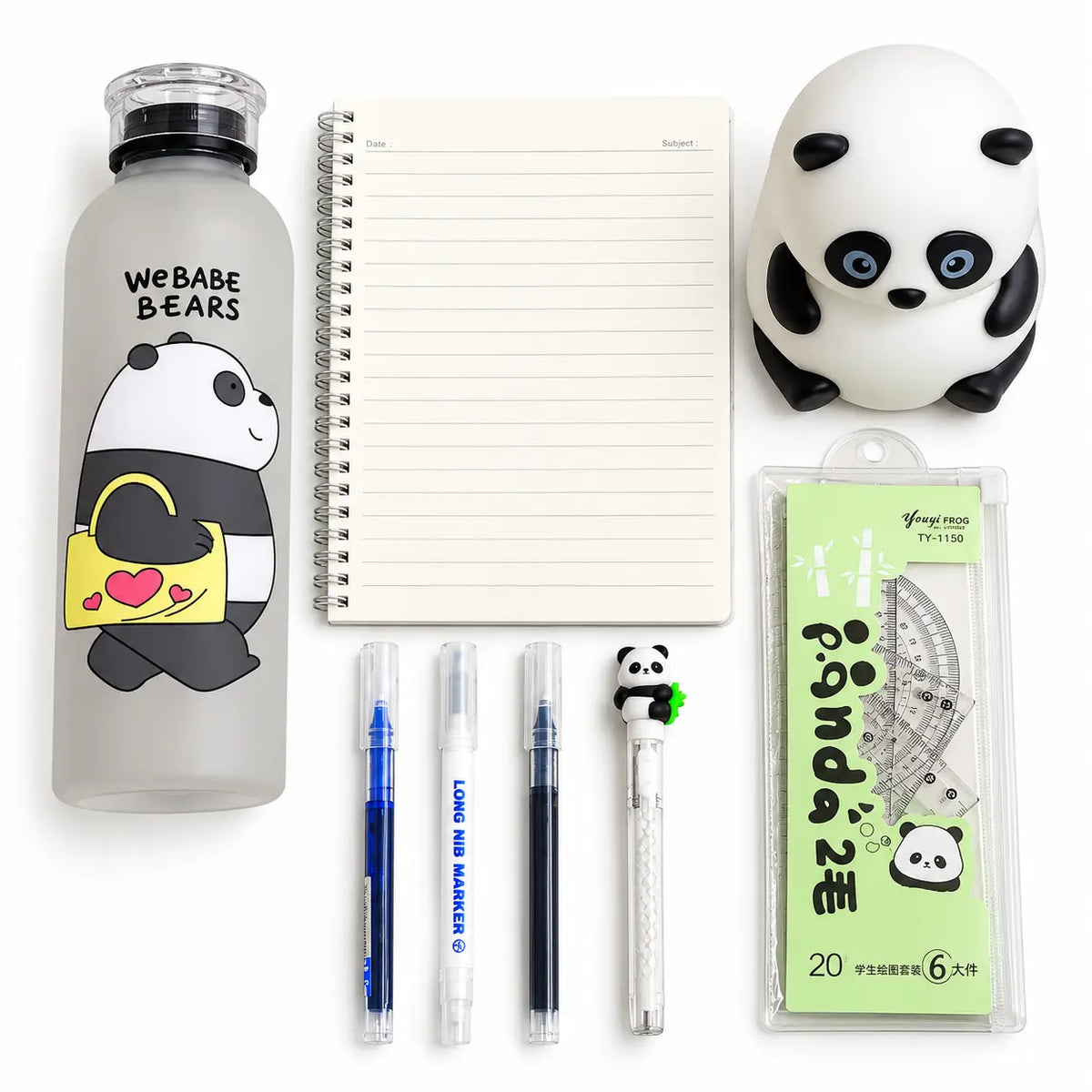 Panda-Themed Stationery Set with LED Lamp