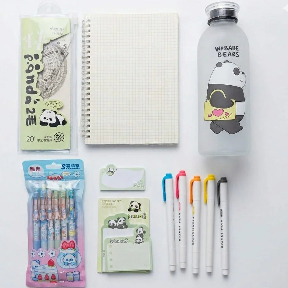Panda Stationery Deal with Water Bottle