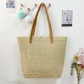 Solid Color Beach Straw Shoulder Bag