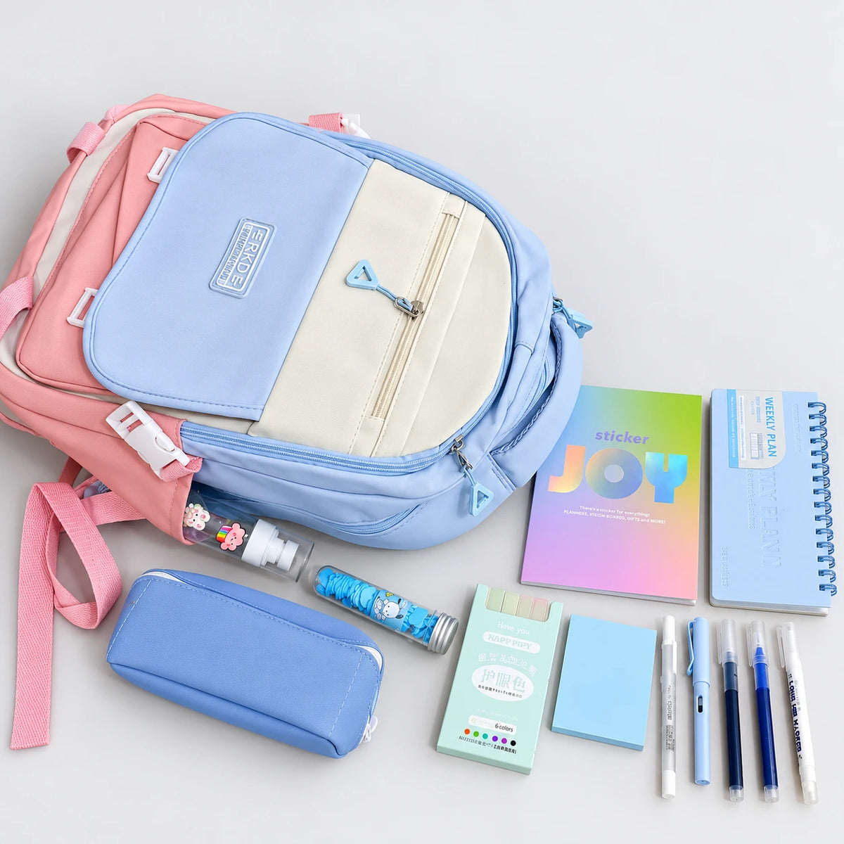 Pastel School Backpack Set with  Stationery