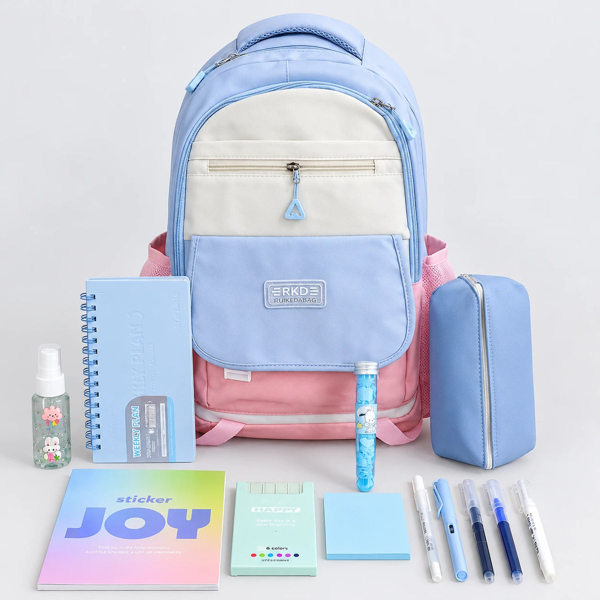 Pastel School Backpack Set with  Stationery