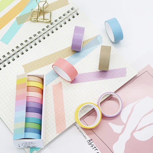 12 Pcs Rainbow Pastel Washi Tape Set