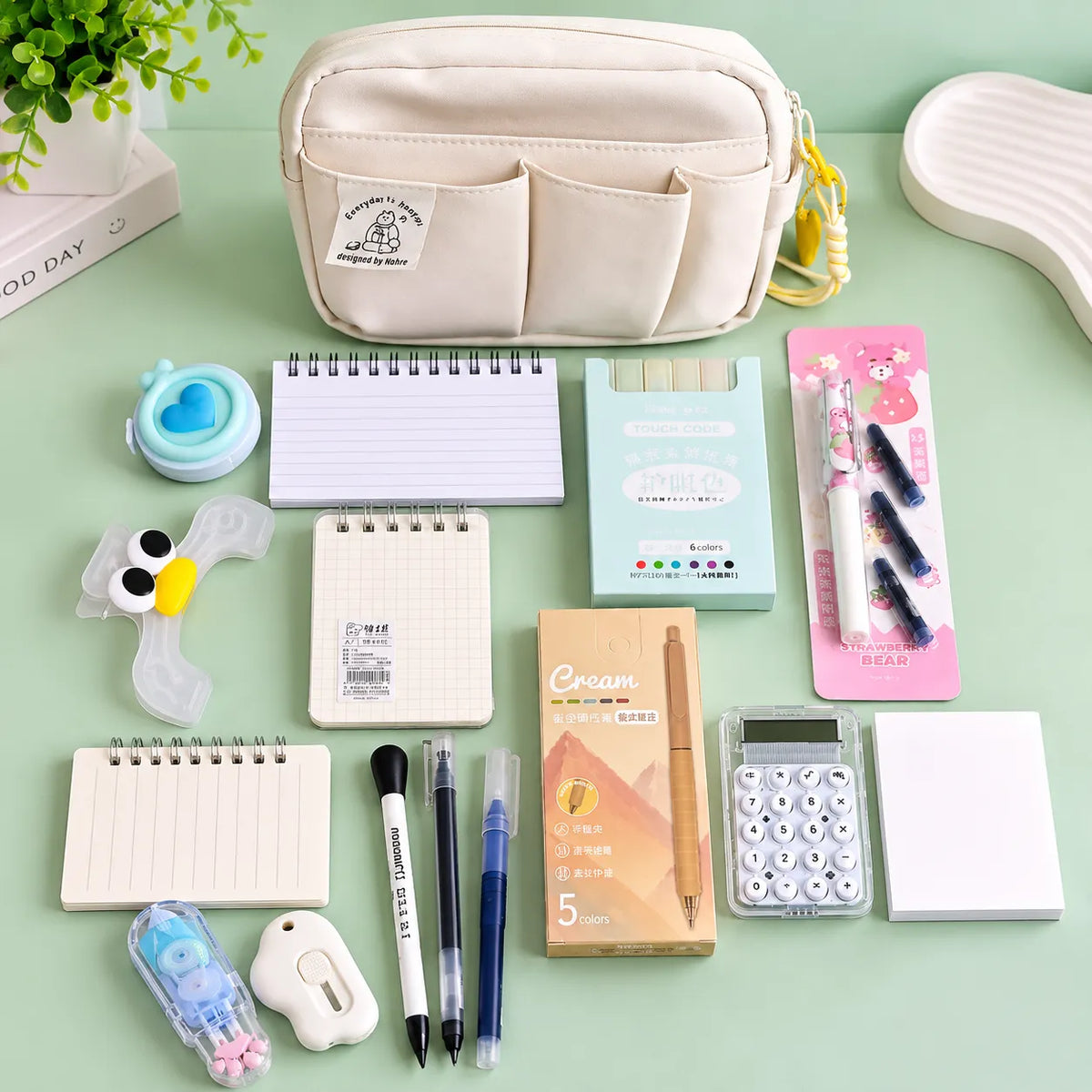 Kawaii School Supplies Bundle with Pencil Pouch