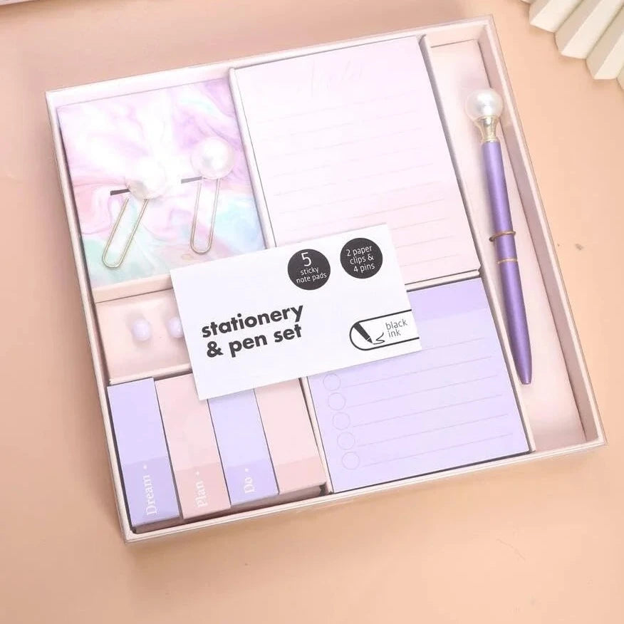 Pearl Love Stationery Set With Sticky Notes