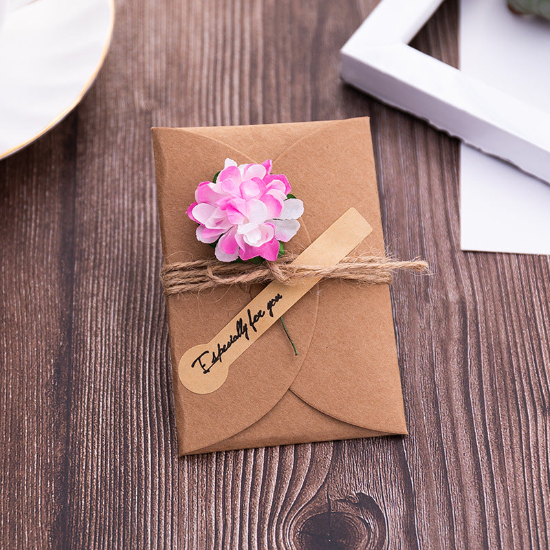 Vintage Kraft Paper Dried Flower Greeting Card