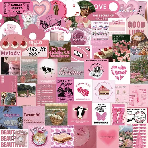 Pink Love Alphabetical Stickers Pack - Set of 50