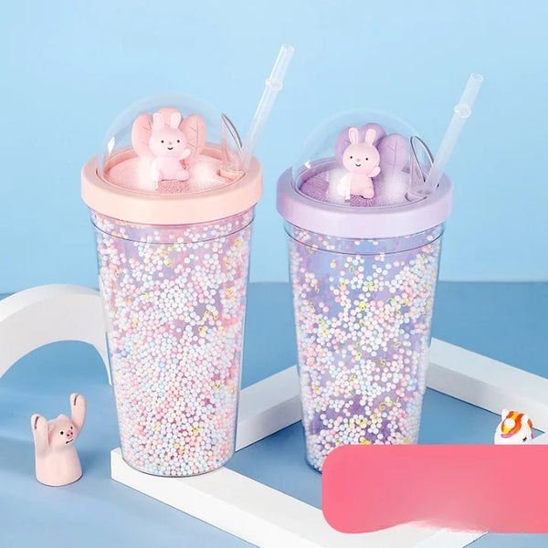 Plastic Double Layer Bubble Filled Bunny Ice Cup