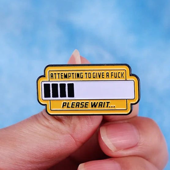Please Wait Loading Enamel Brooch