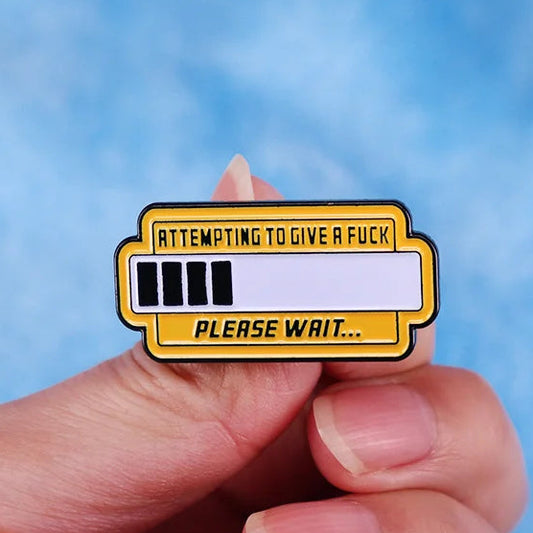 Please Wait Loading Enamel Brooch