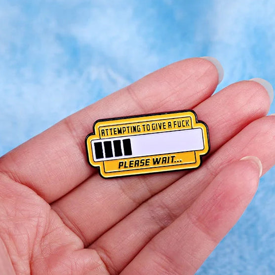 Please Wait Loading Enamel Brooch