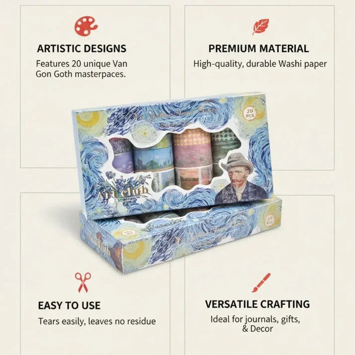 Van Gogh Inspired Art Washi Tape Set