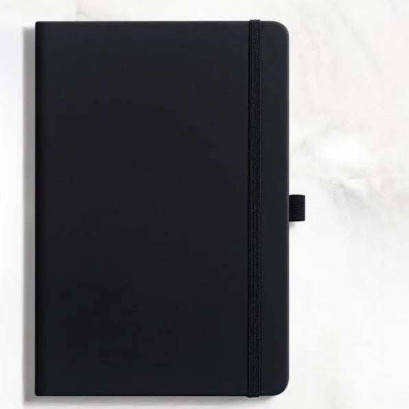 Classic Black Hardcover Notebook with Elastic Closure