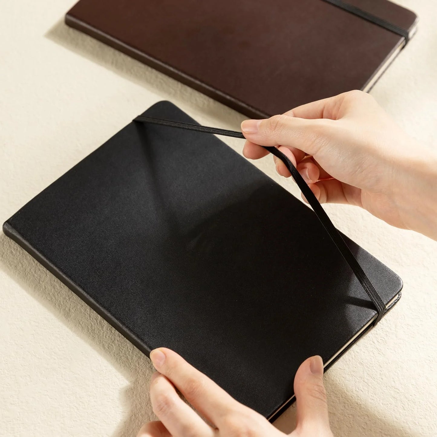 Classic Black Hardcover Notebook with Elastic Closure