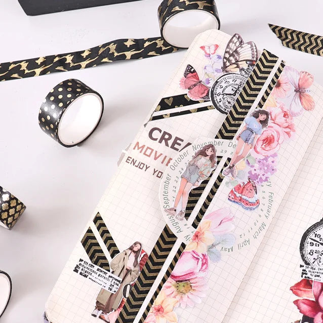 Black & Gold Decorative Washi Tape