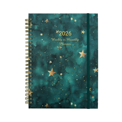 2026 Premium Coil Design Galaxy Star Weekly & Monthly Planner with Strap