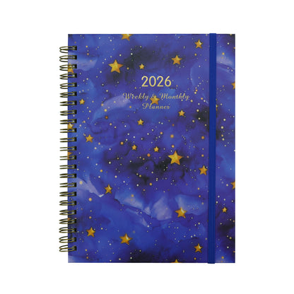 2026 Premium Coil Design Galaxy Star Weekly & Monthly Planner with Strap