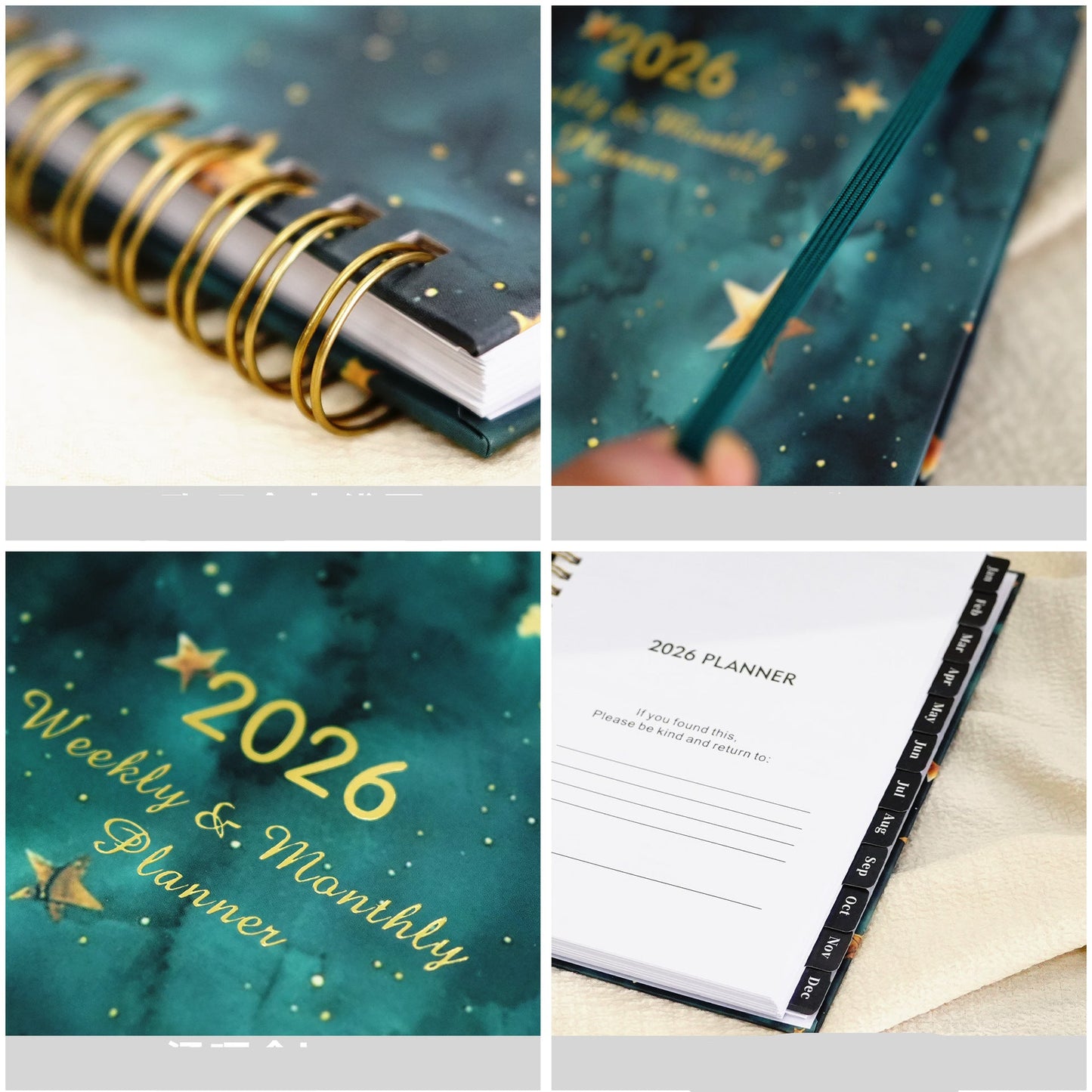 2026 Premium Coil Design Galaxy Star Weekly & Monthly Planner with Strap