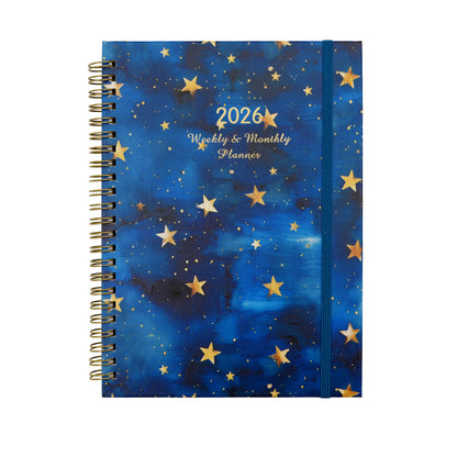 2026 Premium Coil Design Galaxy Star Weekly & Monthly Planner with Strap