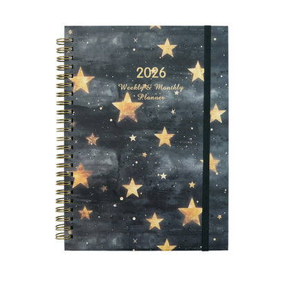 2026 Premium Coil Design Galaxy Star Weekly & Monthly Planner with Strap