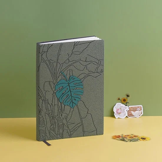 Engraved Leaves Textured Notebook Diary