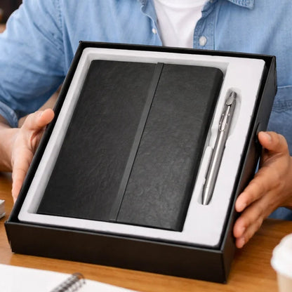 Premium Leather Notebook Gift Box with Metal Pen