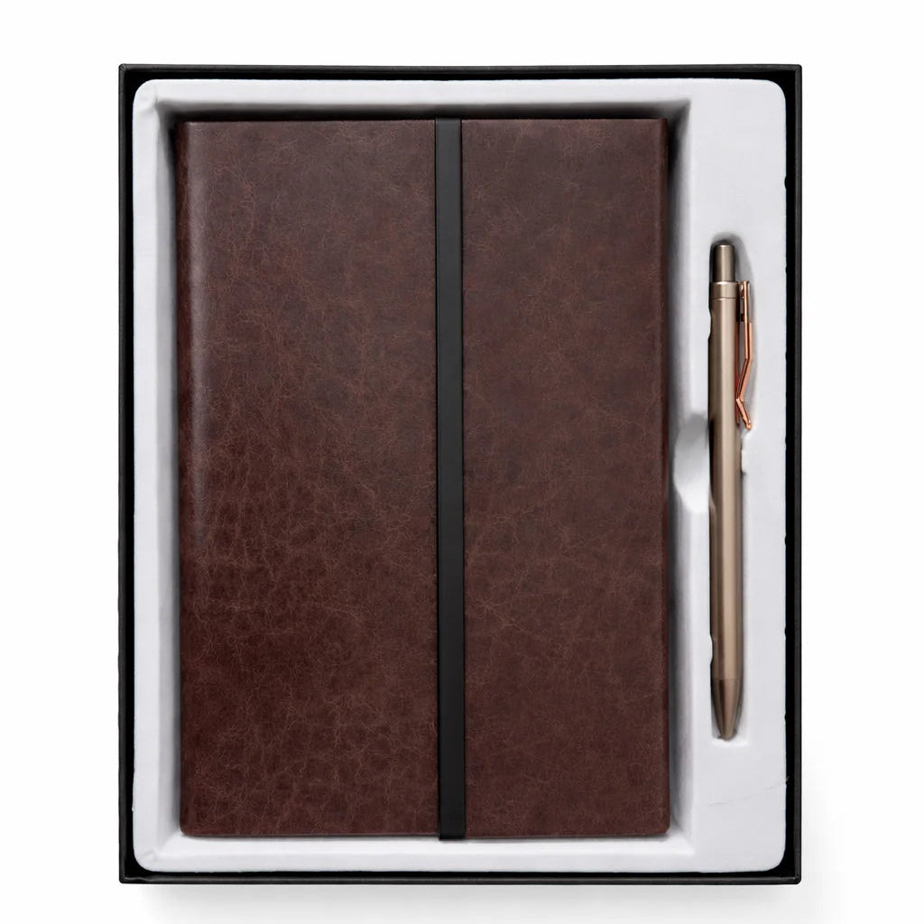 Premium Leather Notebook Gift Box with Metal Pen