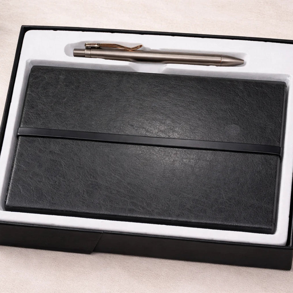 Premium Leather Notebook Gift Box with Metal Pen