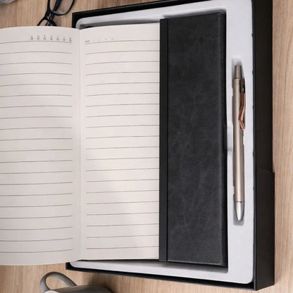 Premium Leather Notebook Gift Box with Metal Pen