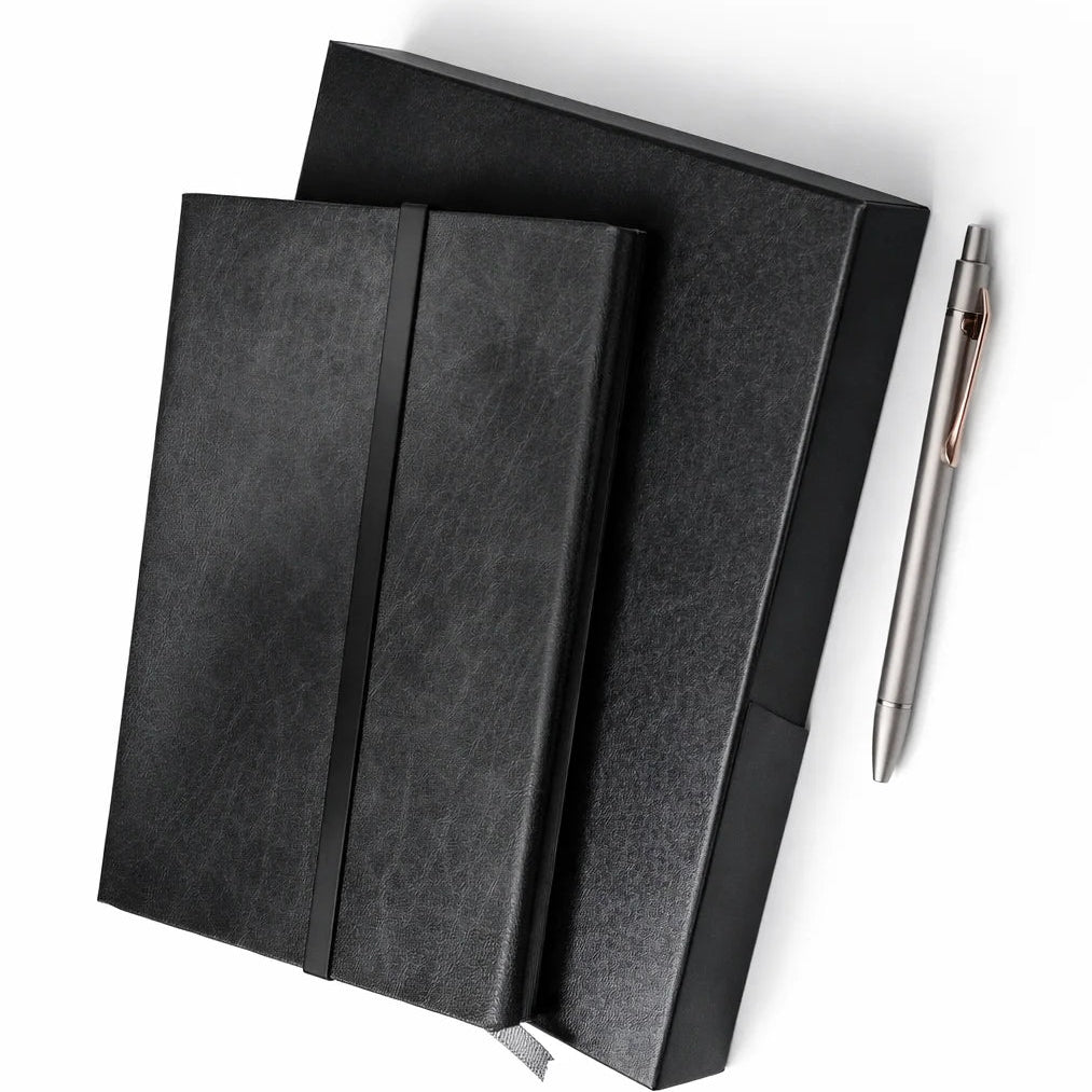 Premium Leather Notebook Gift Box with Metal Pen