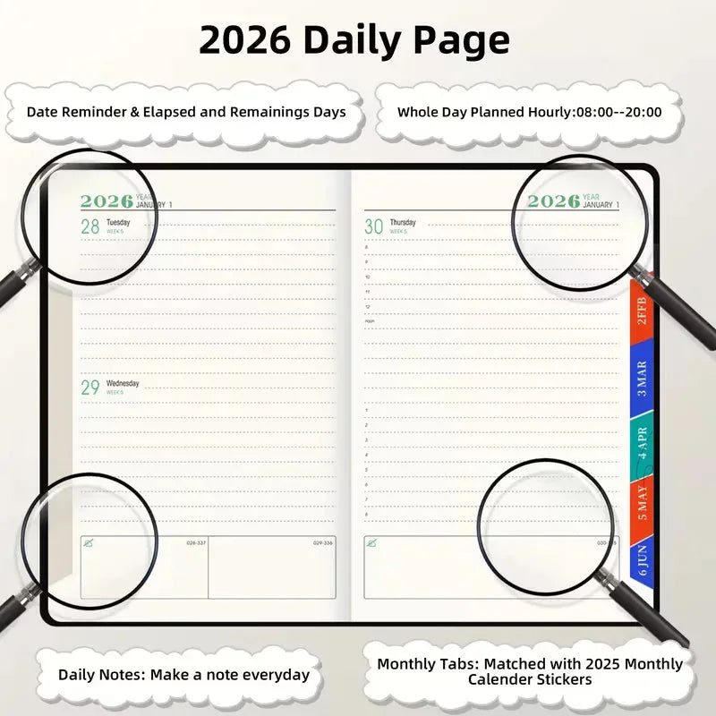 Premium Soft Cover 365 Days Daily Planner With Pen
